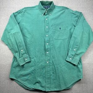 Vintage Polo Ralph Lauren Blake Shirt Mens L Faded Green Heavyweight Poplin FLAW